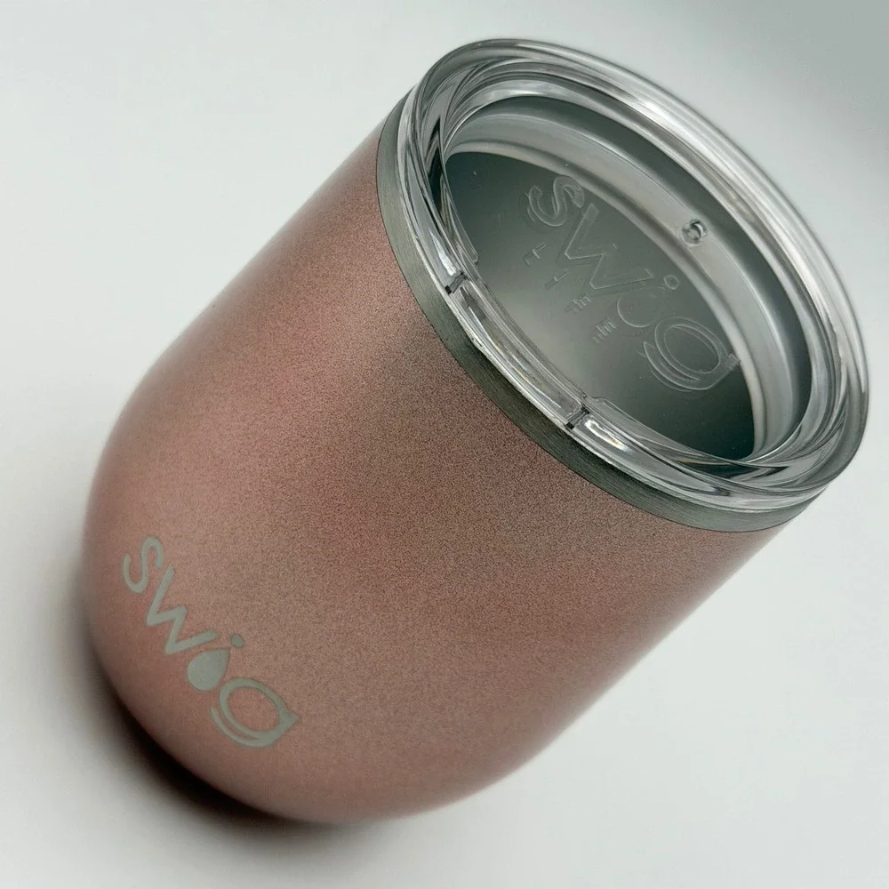 Swig Life 12oz Rose Gold Shimmer Stemless Wine Cup‎ Stainless Steel Tumbler NEW